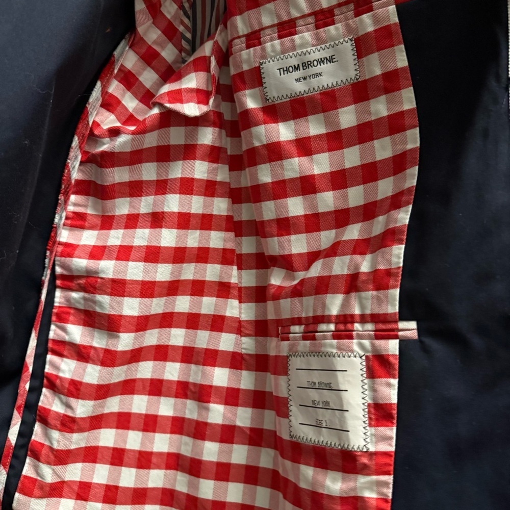 Thom Browne Dark Blue Men's Jacket with Red Accents - Picture 2 of 13